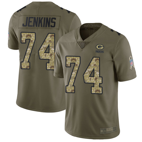 Green Bay Packers Limited OliveCamo Men #74 Jenkins Elgton Jersey Nike NFL 2017 Salute to Service->green bay packers->NFL Jersey